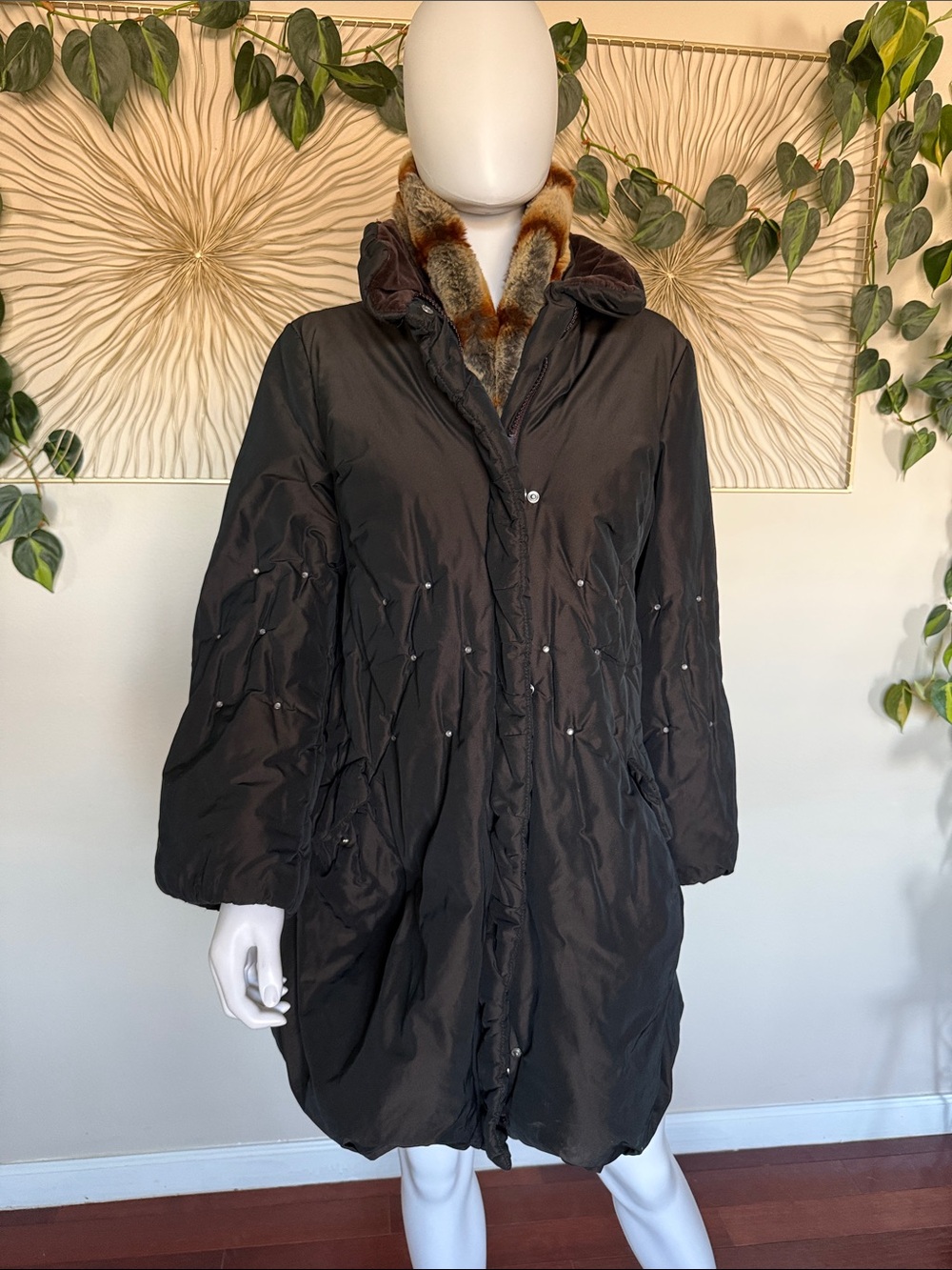 Vintage Dressing SpA Italy Real Fur Parka Jacket Convertible Women’s Size 12